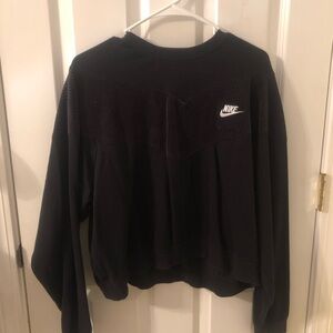 Nike Sweater Womens Large Black Pullover V Neck Casual Fleece Dri Fit